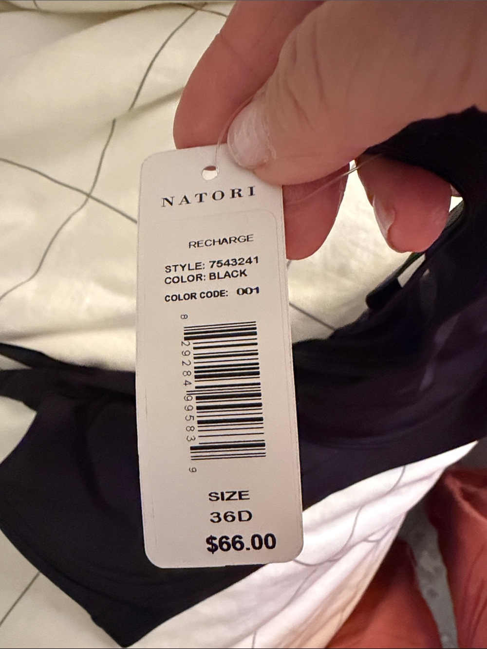 Nature Recharge Black Underwire Smooth Support Bra 36D - Picture 2 of 6